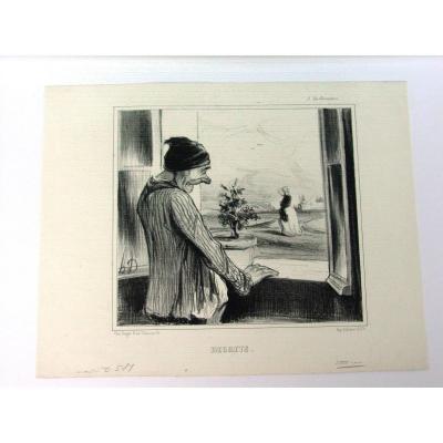 Litho : Honoré Daumier :"Regrets" Etat superbe  "La Caricature"