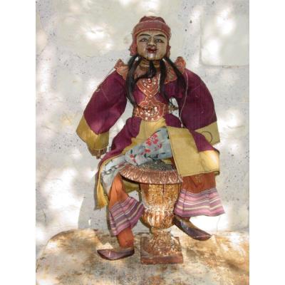 Figure "Le Savant Médecin" Marionnette Birmane à Fils C. 1920 