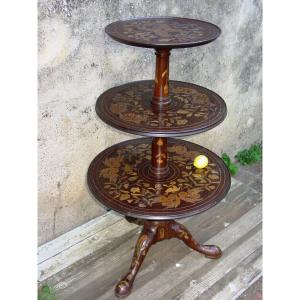 Mute Servant Pedestal Table Louis XVI Mahogany Marquetry