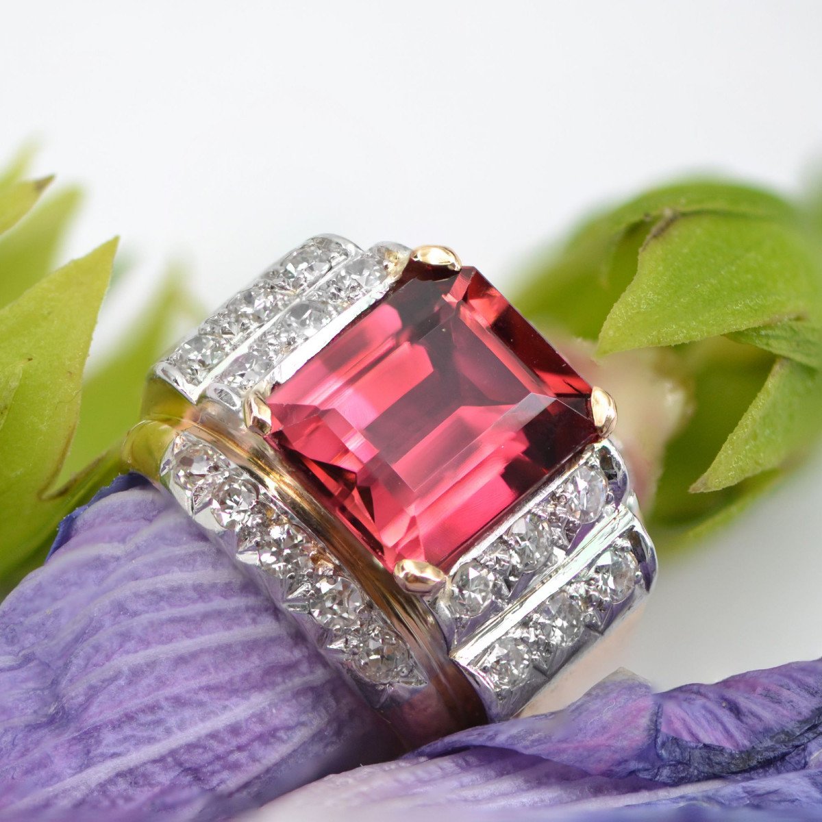 Tourmaline And Diamond Tank Ring-photo-4