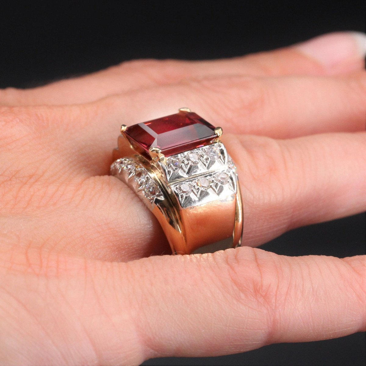 Bague Tank Tourmaline Et Diamants-photo-5