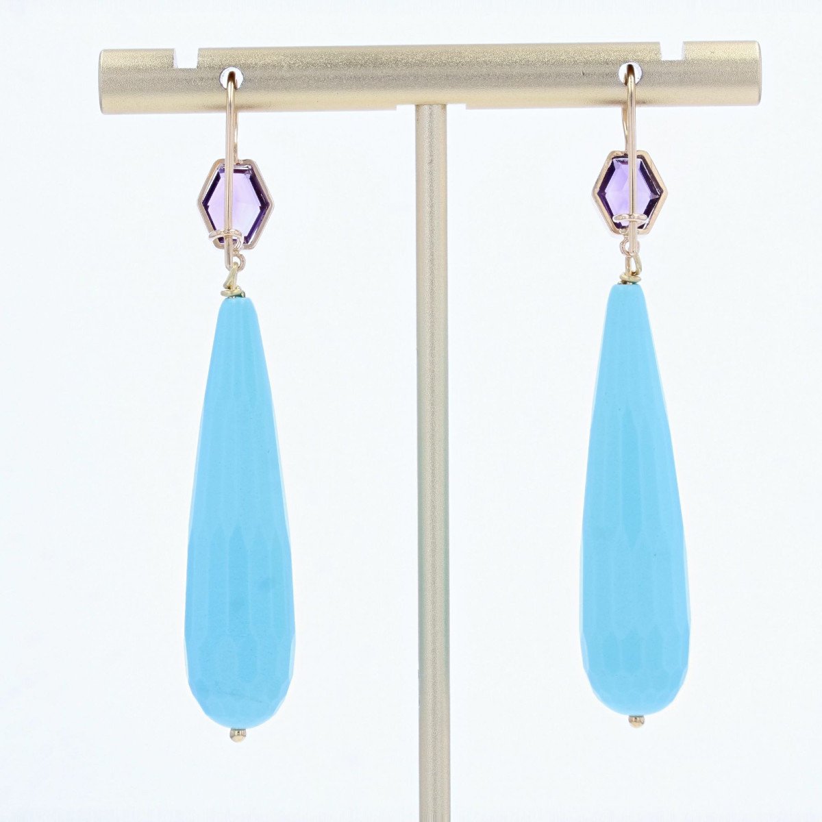 Amethyst And Turquoise Dangling Earrings-photo-4