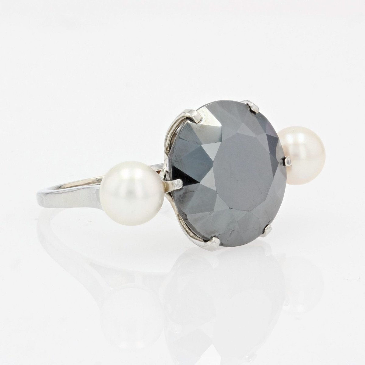 Hematite And Pearl Cocktail Ring-photo-6