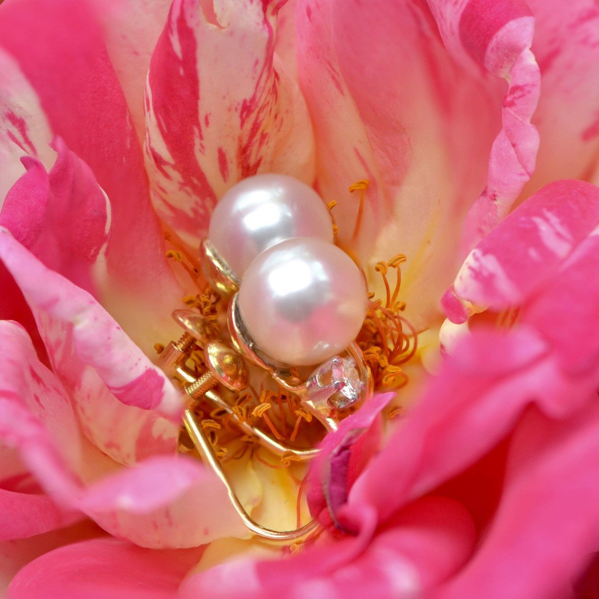 Boucles d'Oreilles Perles Diamants Pour Oreilles Non Percées-photo-1