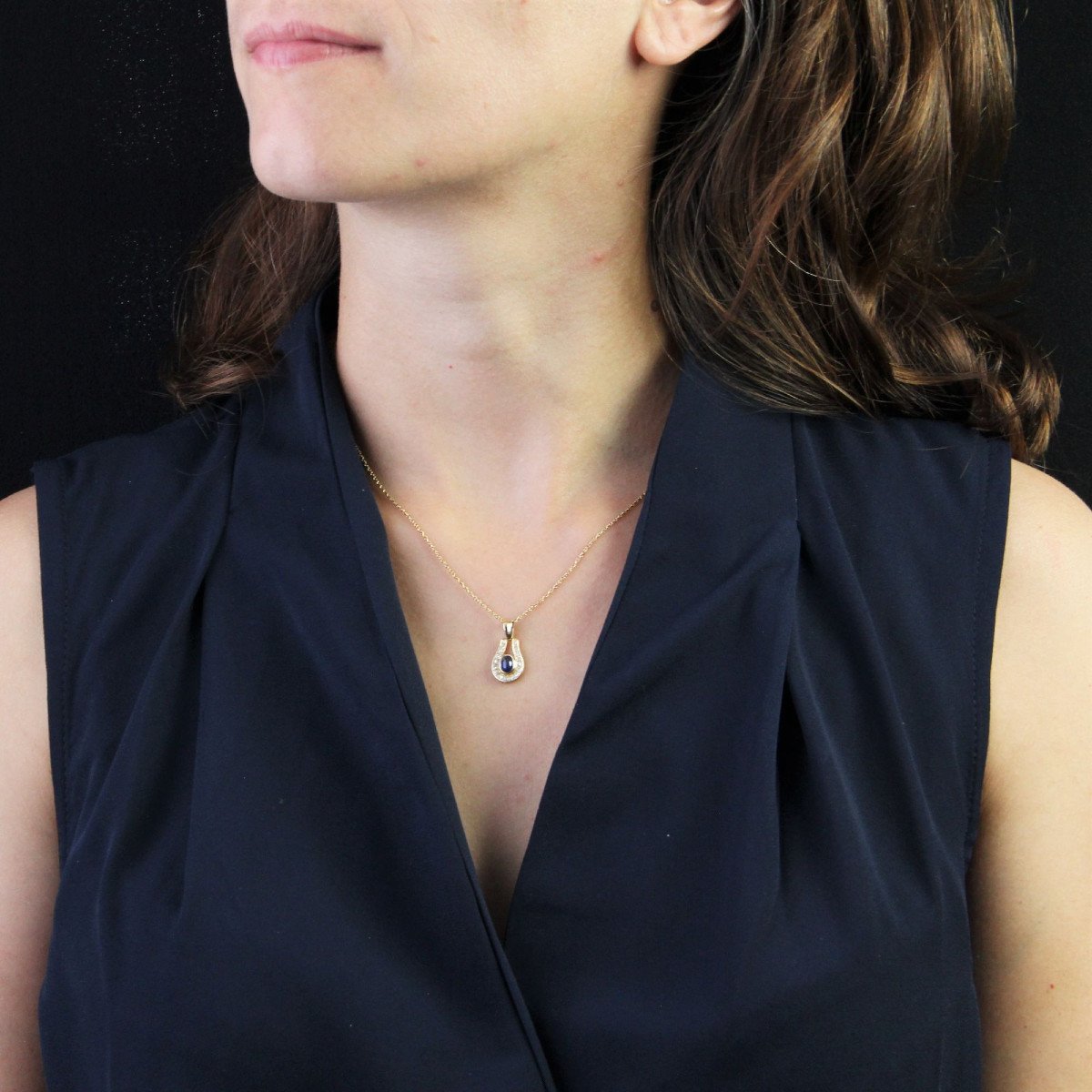 Collier Or Jaune Saphir Diamants-photo-2