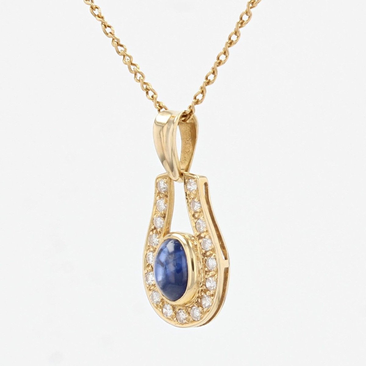 Collier Or Jaune Saphir Diamants-photo-3