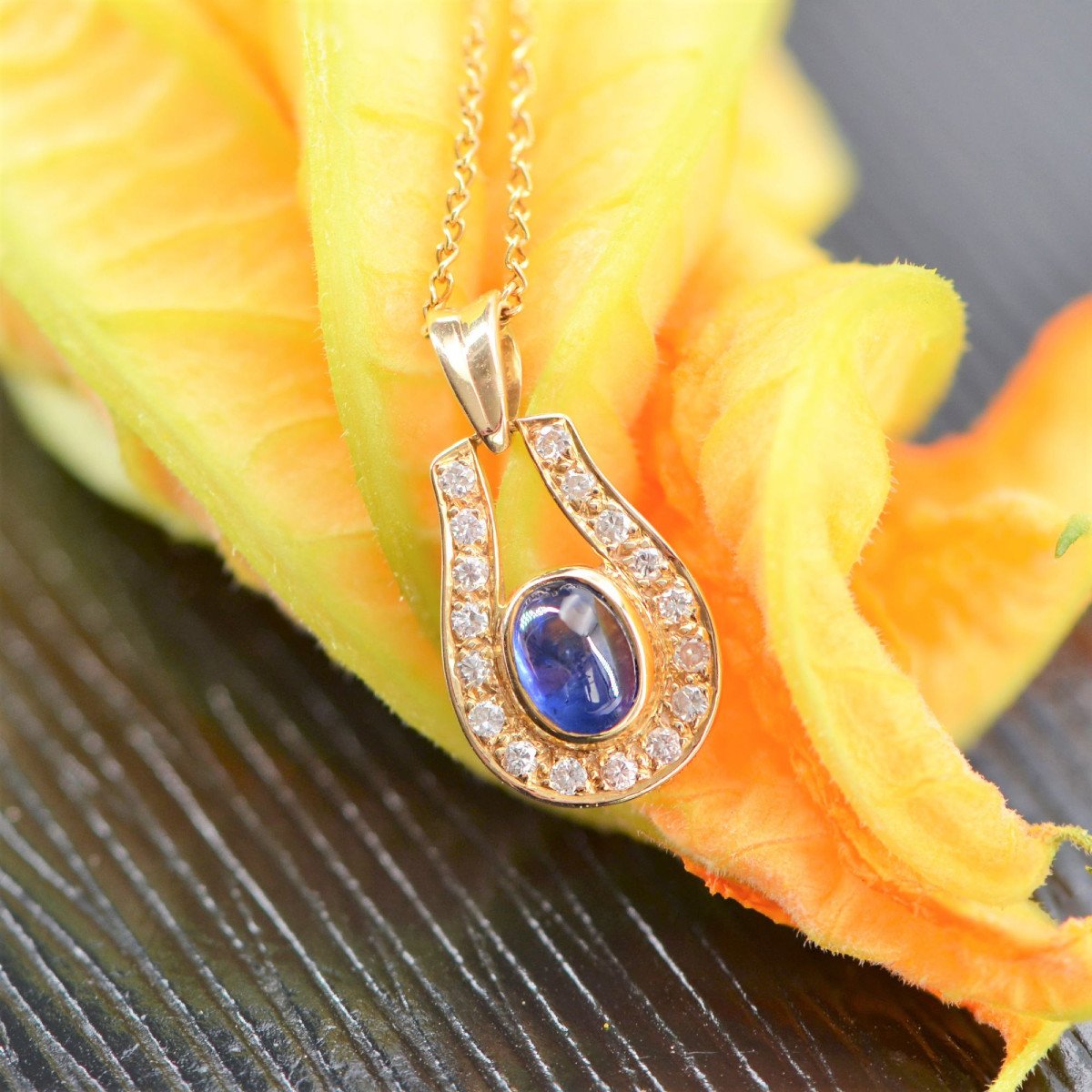 Collier Or Jaune Saphir Diamants-photo-4