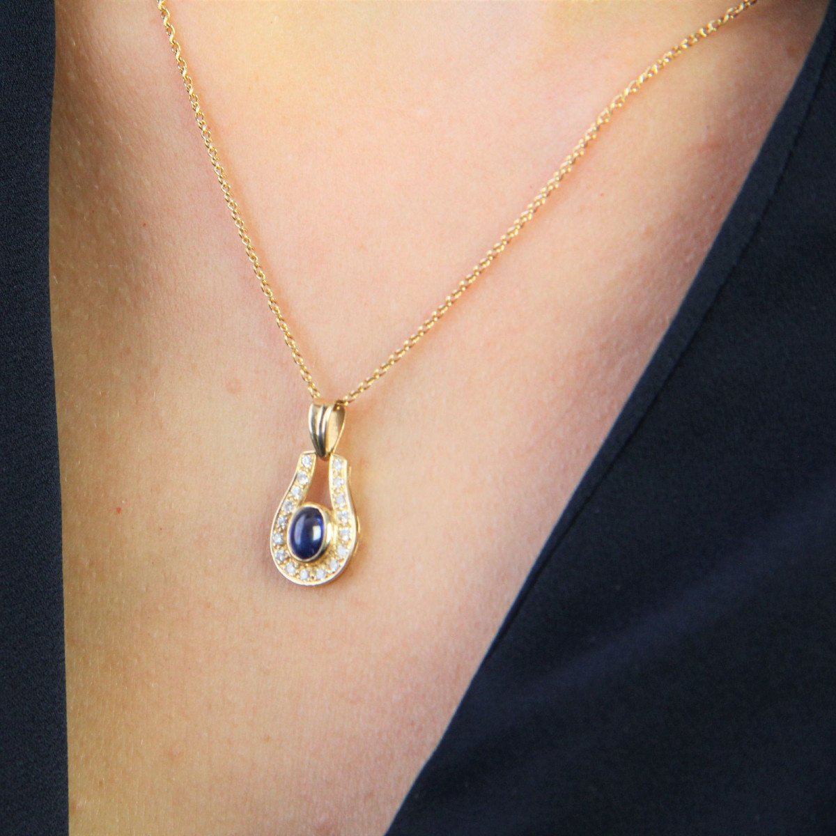 Collier Or Jaune Saphir Diamants-photo-6