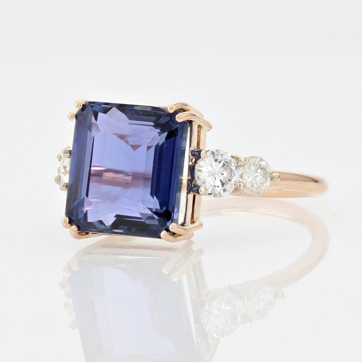 Bague Tanzanite Naturelle Certifiée Acoompagnée De Ses Diamants-photo-3