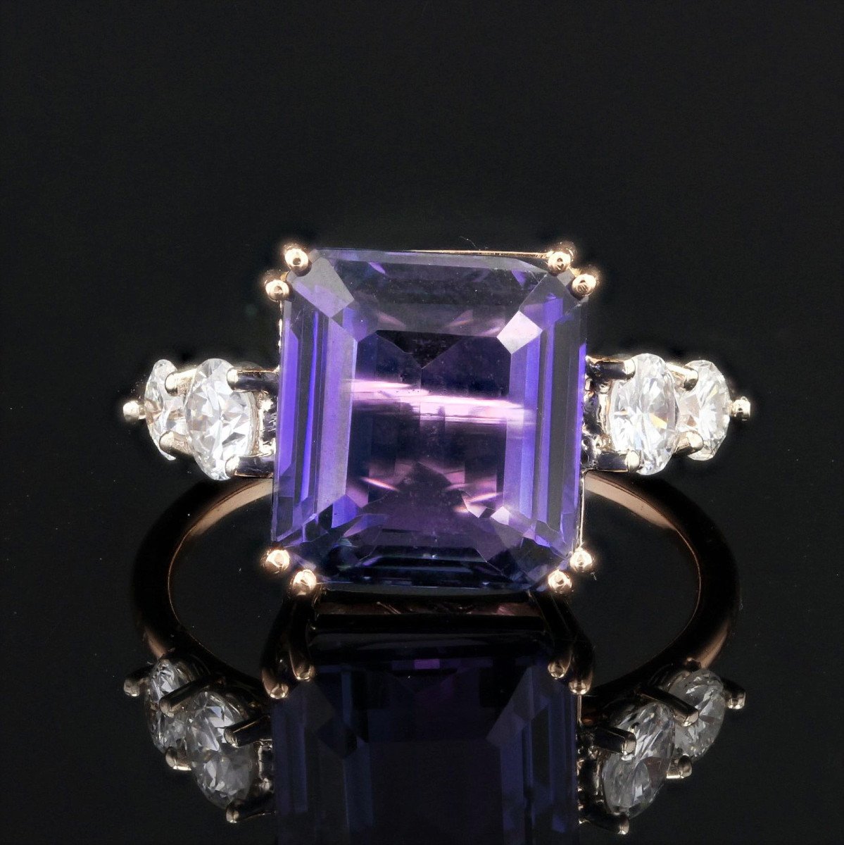 Bague Tanzanite Naturelle Certifiée Acoompagnée De Ses Diamants-photo-4