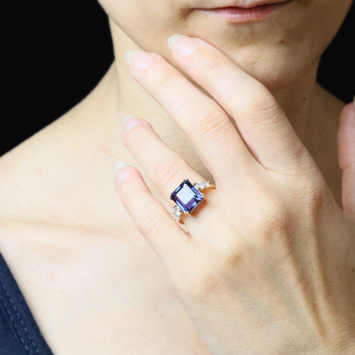 Certified Natural Tanzanite Ring With Its Diamonds-photo-2