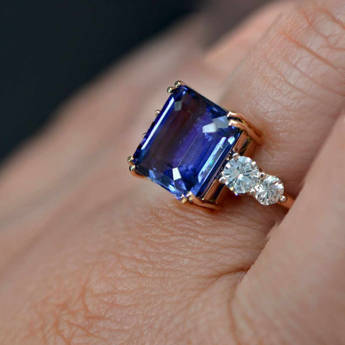 Bague Tanzanite Naturelle Certifiée Acoompagnée De Ses Diamants-photo-4