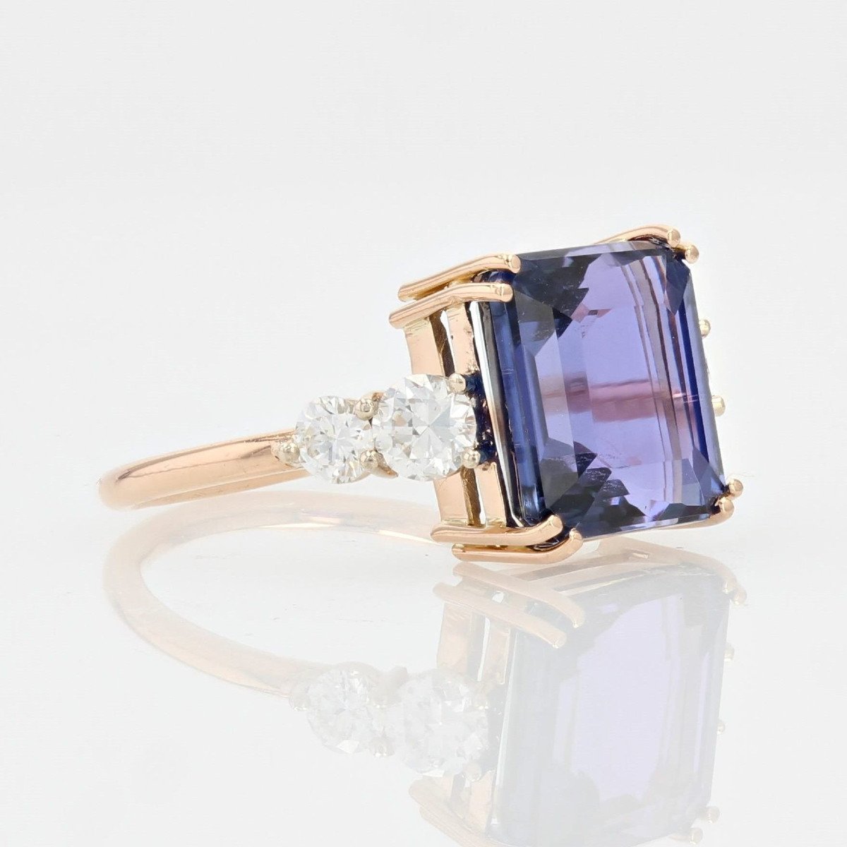 Bague Tanzanite Naturelle Certifiée Acoompagnée De Ses Diamants-photo-5