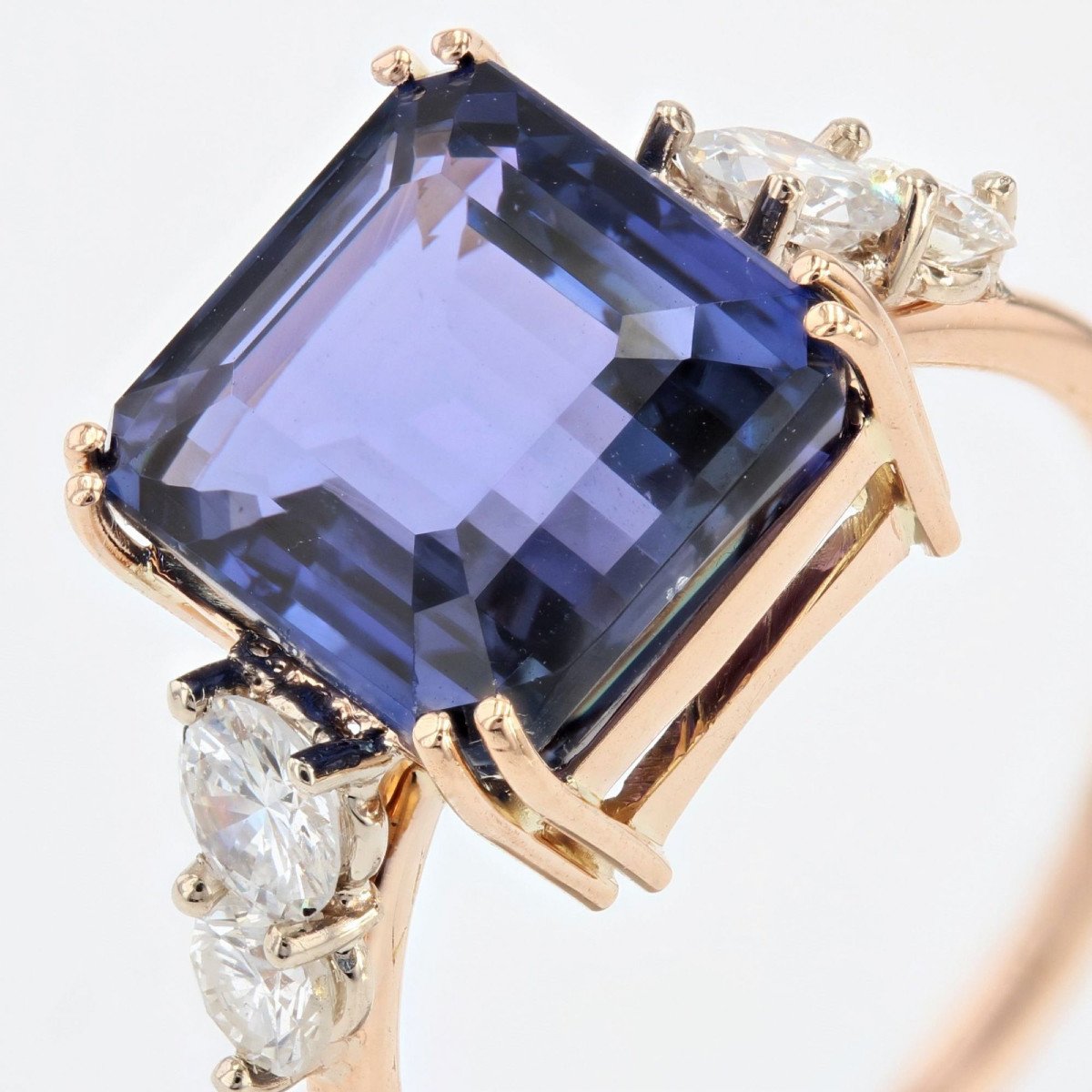 Bague Tanzanite Naturelle Certifiée Acoompagnée De Ses Diamants-photo-5