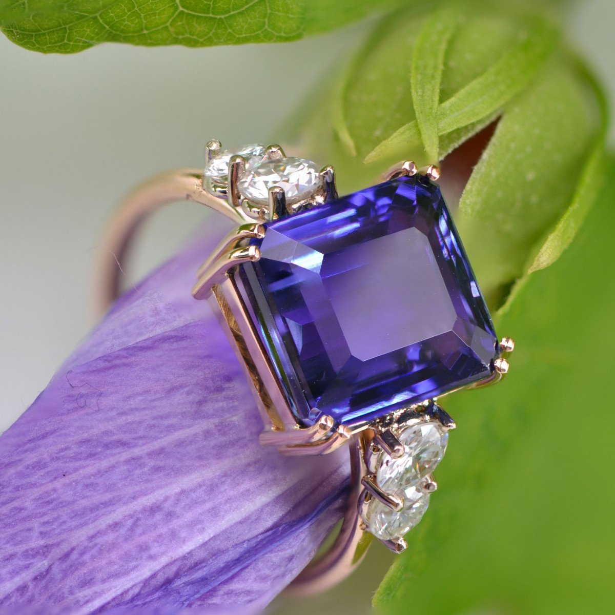 Bague Tanzanite Naturelle Certifiée Acoompagnée De Ses Diamants-photo-8