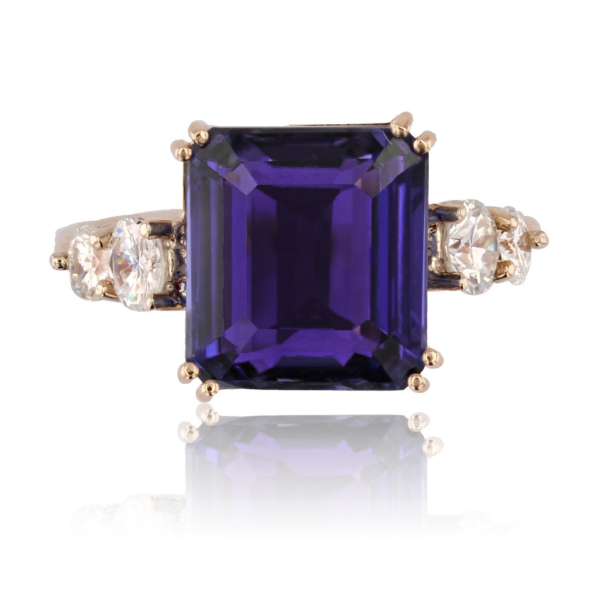 Bague Tanzanite Naturelle Certifiée Acoompagnée De Ses Diamants