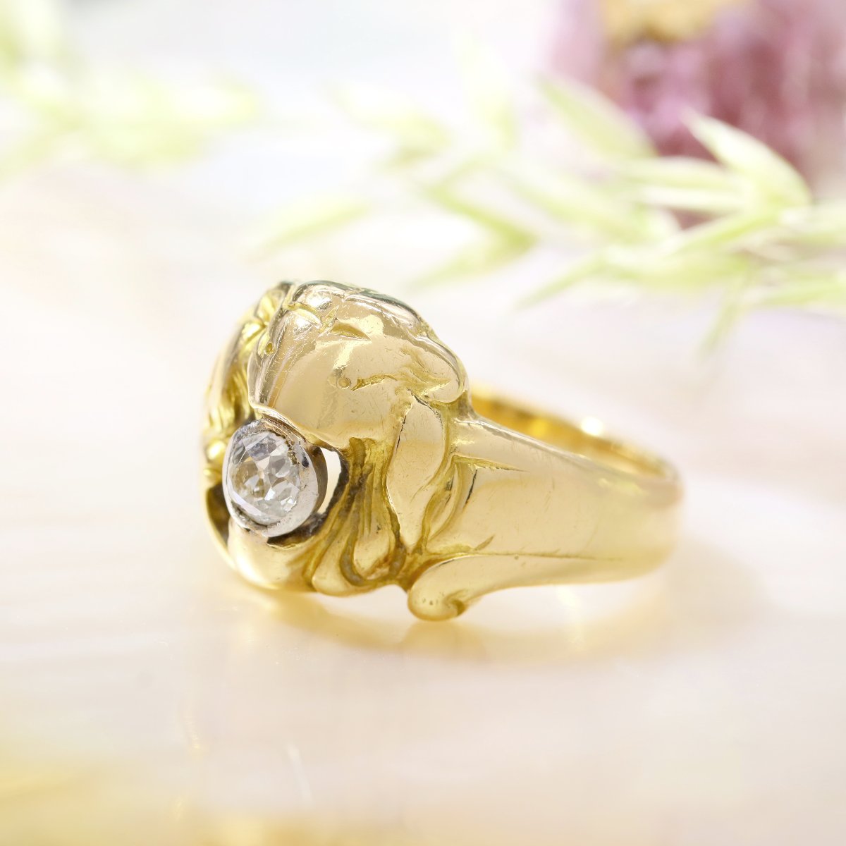 Old Lion Ring In Gold And Its Diamond-photo-3