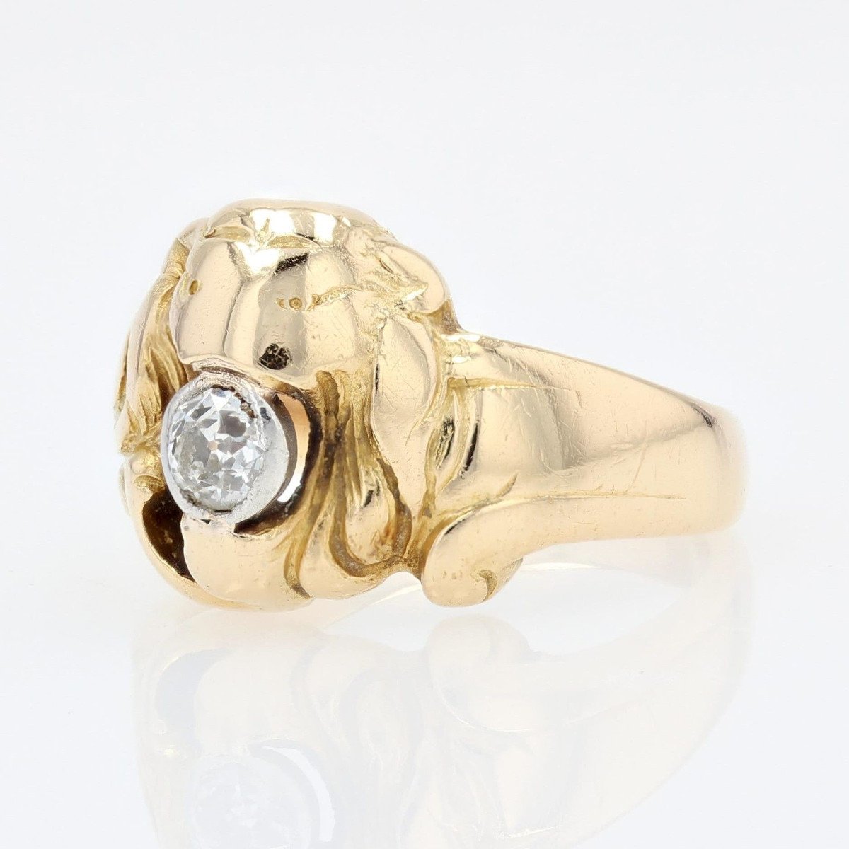 Old Lion Ring In Gold And Its Diamond-photo-4