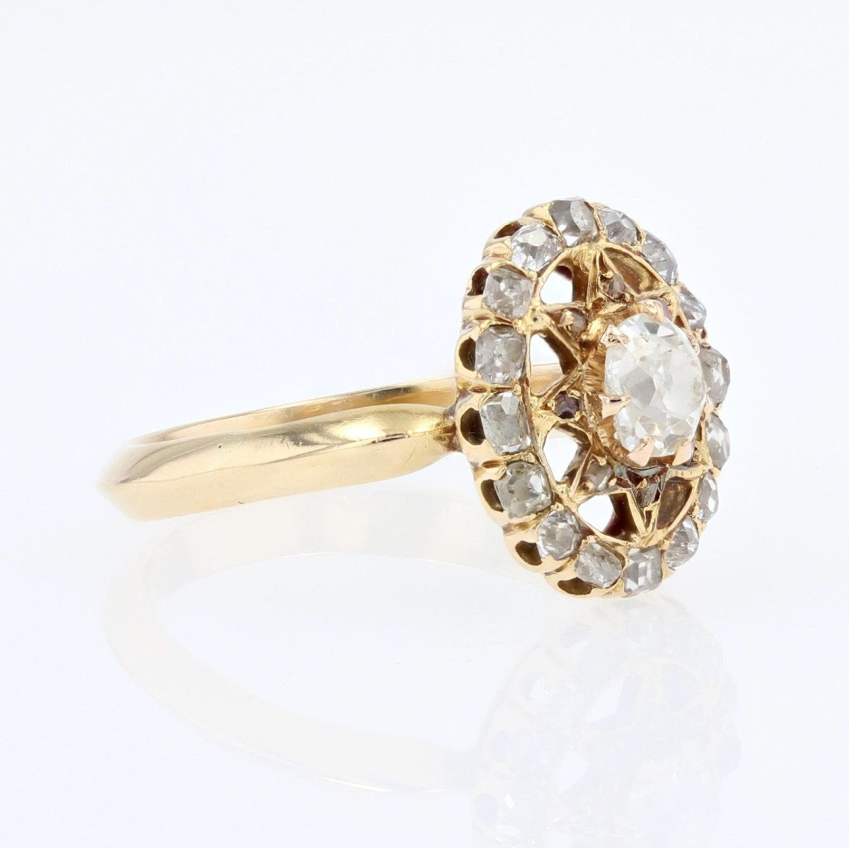 Bague Ancienne Diamants Pompadour étoilée-photo-6