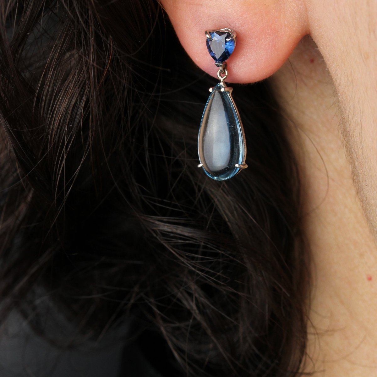 Sapphires And Aquamarines Earrings-photo-2