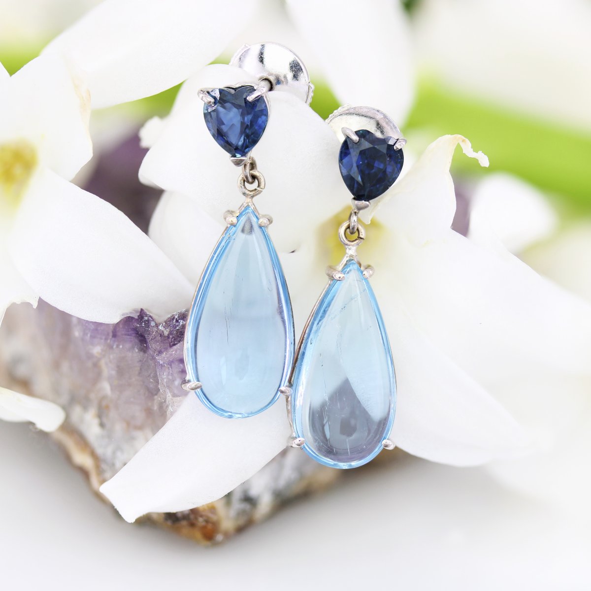 Sapphires And Aquamarines Earrings-photo-3