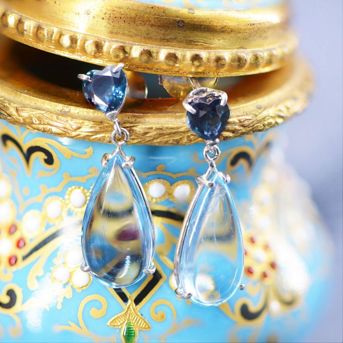 Sapphires And Aquamarines Earrings-photo-1
