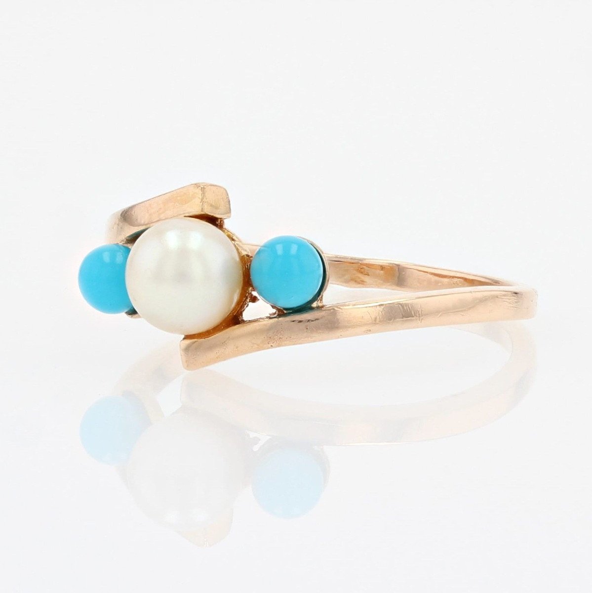 Cultured Pearl And Turquoise Pearl Ring-photo-3
