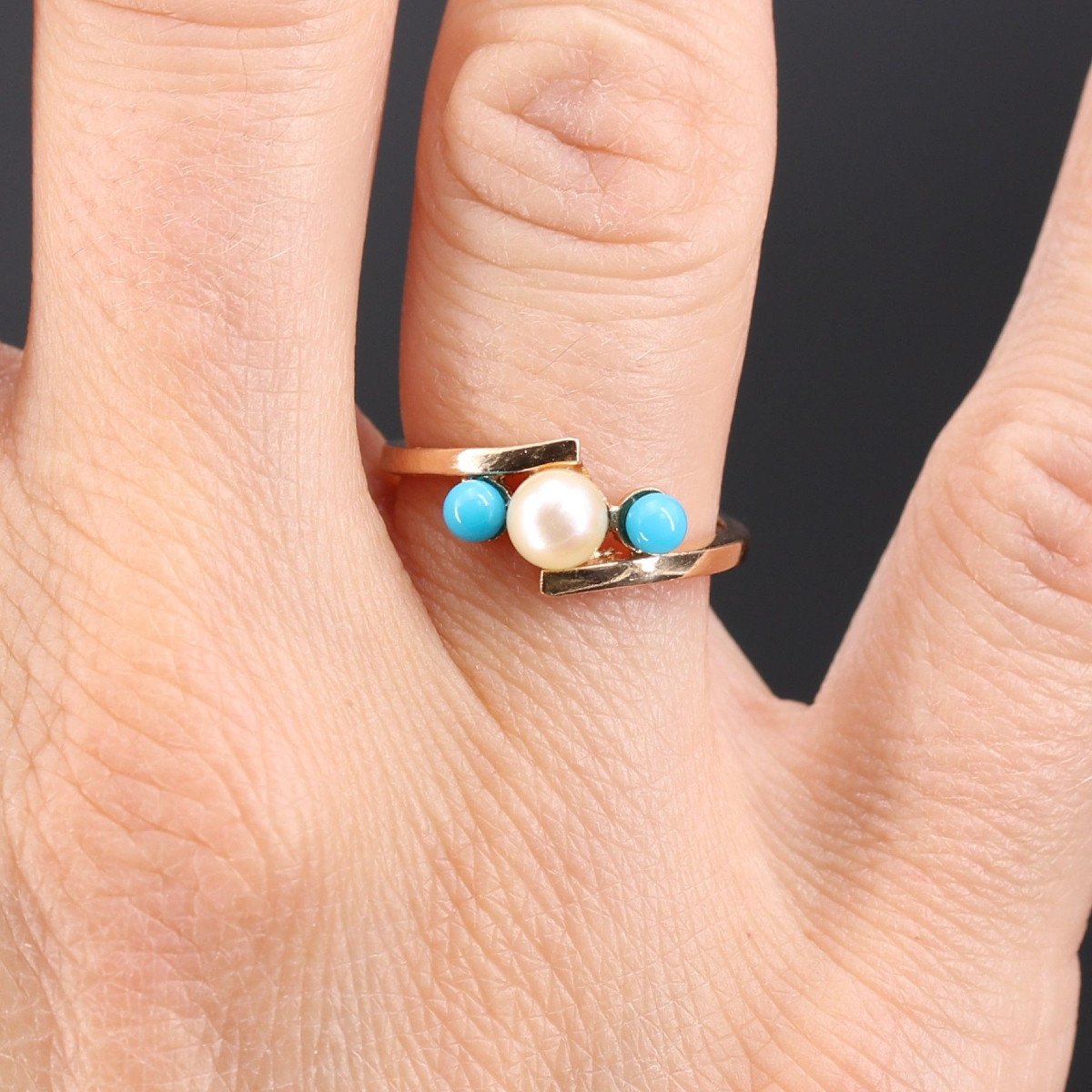 Cultured Pearl And Turquoise Pearl Ring-photo-1