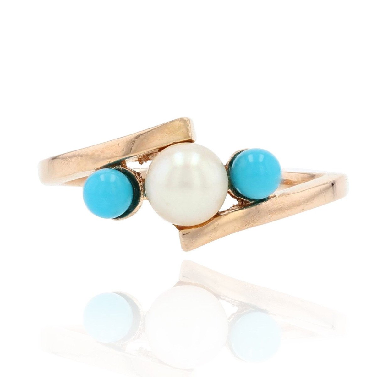 Cultured Pearl And Turquoise Pearl Ring