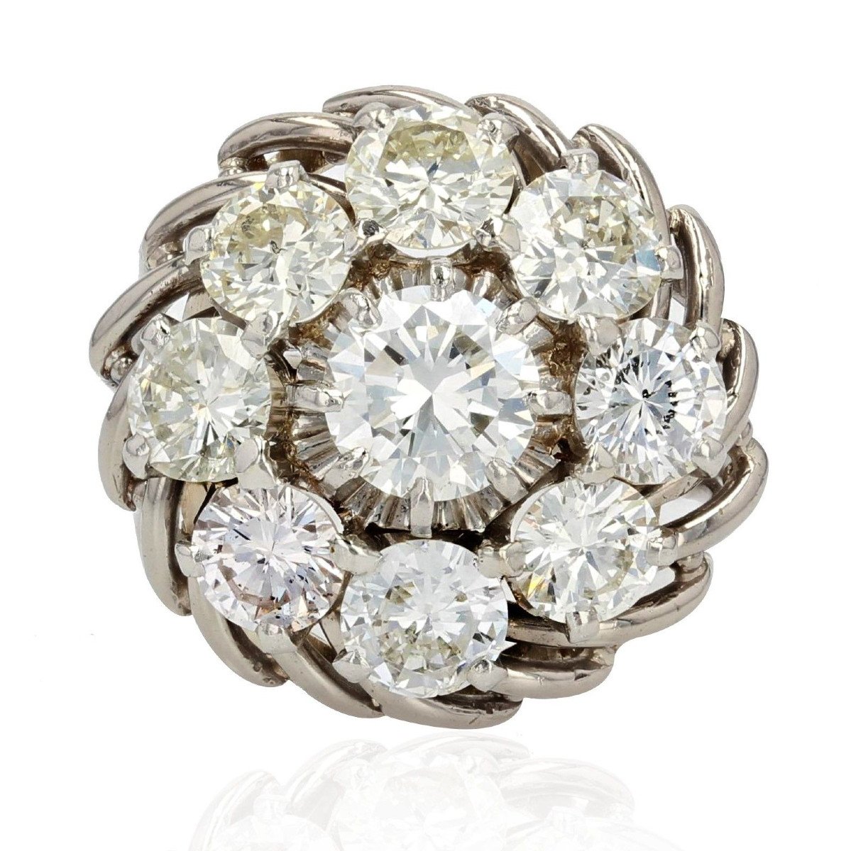 Bague Marguerite De Diamants Sur Fils d'Or