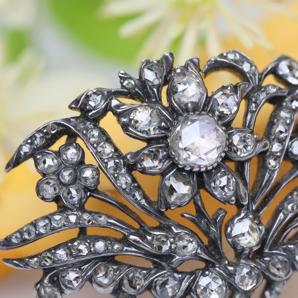 Broche Ancienne Bouquet De Diamants-photo-5