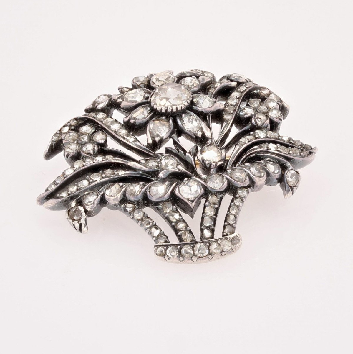 Broche Ancienne Bouquet De Diamants-photo-6