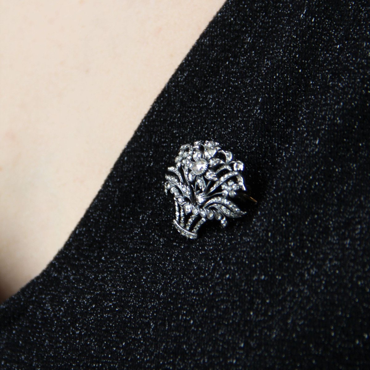 Broche Ancienne Bouquet De Diamants-photo-7