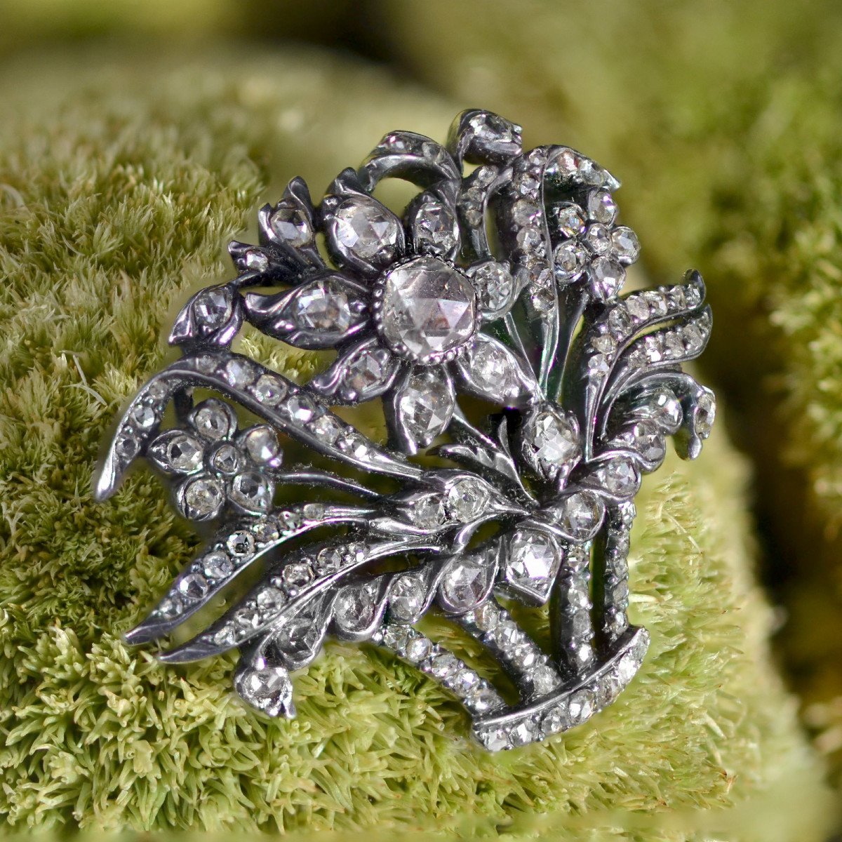 Broche Ancienne Bouquet De Diamants-photo-8