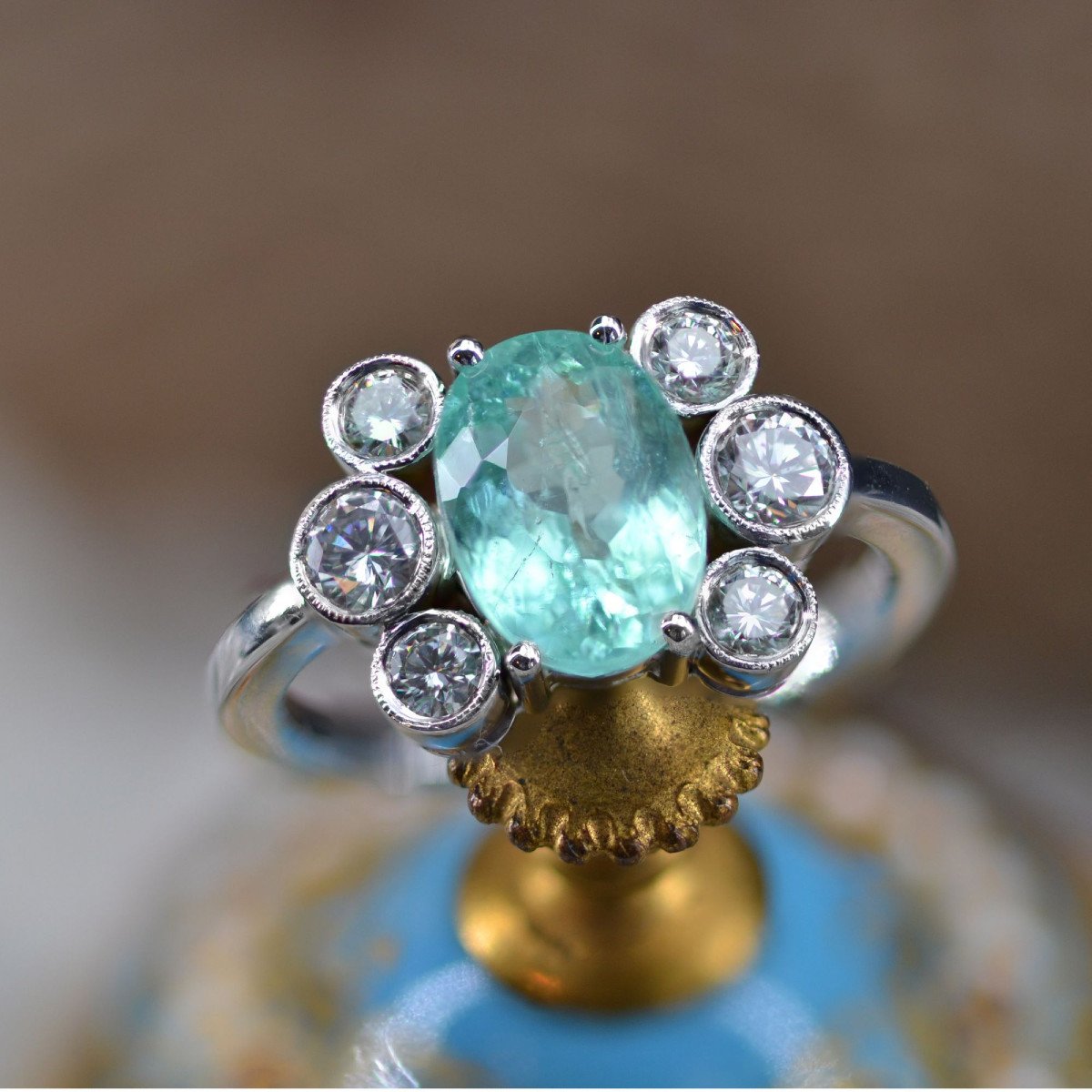 Bague Tourmaline Paraiba Et Diamants-photo-4