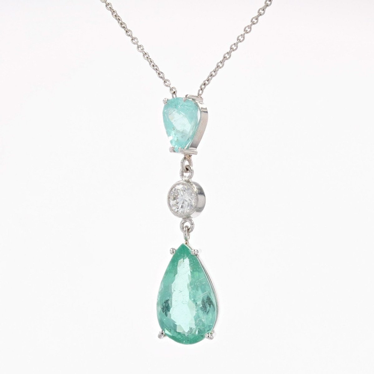 Pendentif Tourmalines Paraiba Et Diamant-photo-3