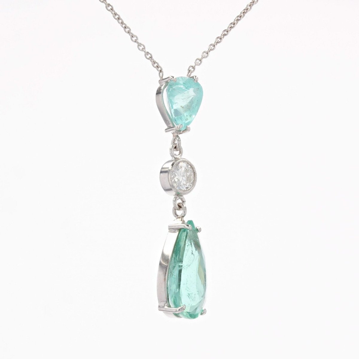 Pendentif Tourmalines Paraiba Et Diamant-photo-5