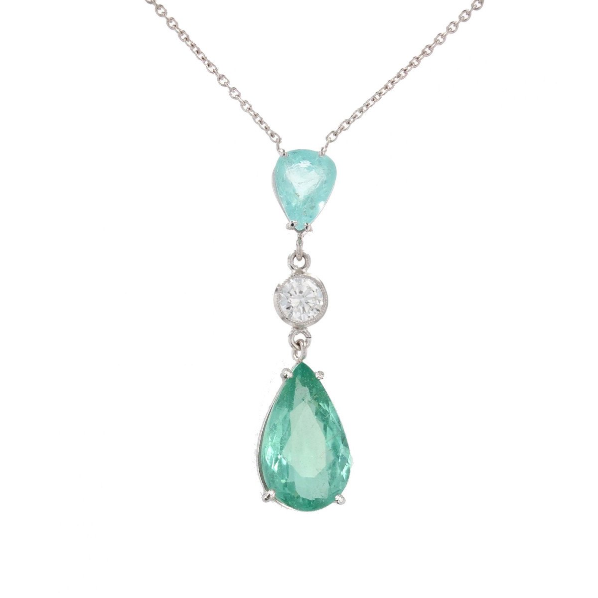 Pendentif Tourmalines Paraiba Et Diamant