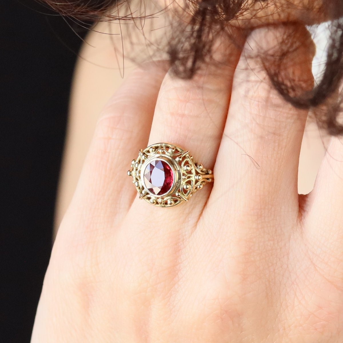 Bague Ancienne Rubis Naturel Et Or Jaune-photo-2