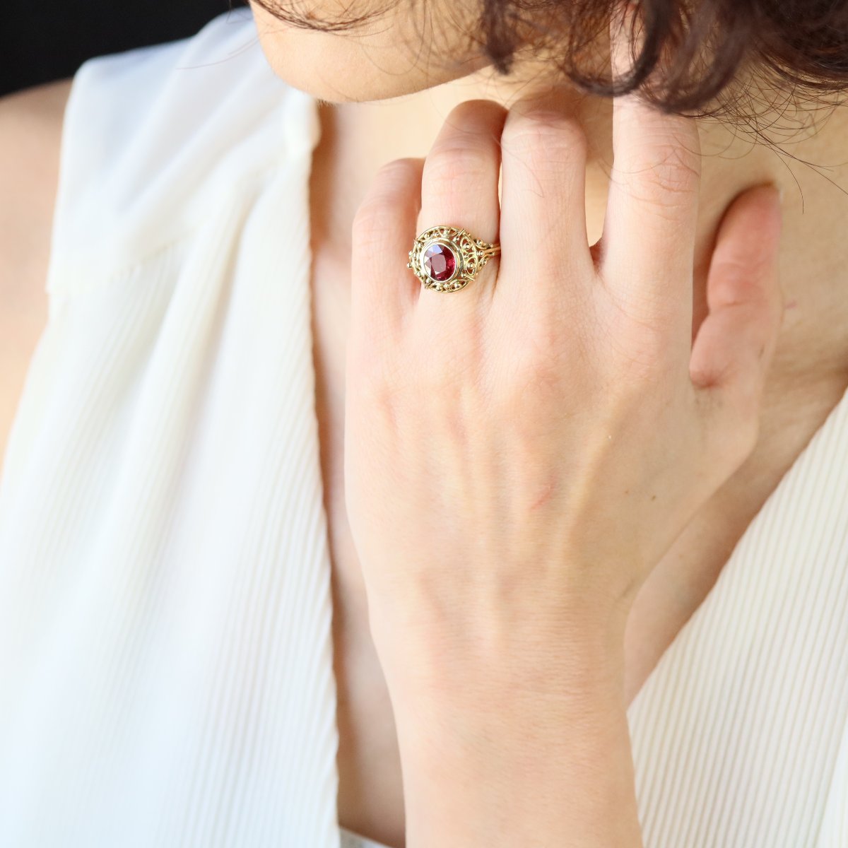 Bague Ancienne Rubis Naturel Et Or Jaune-photo-4