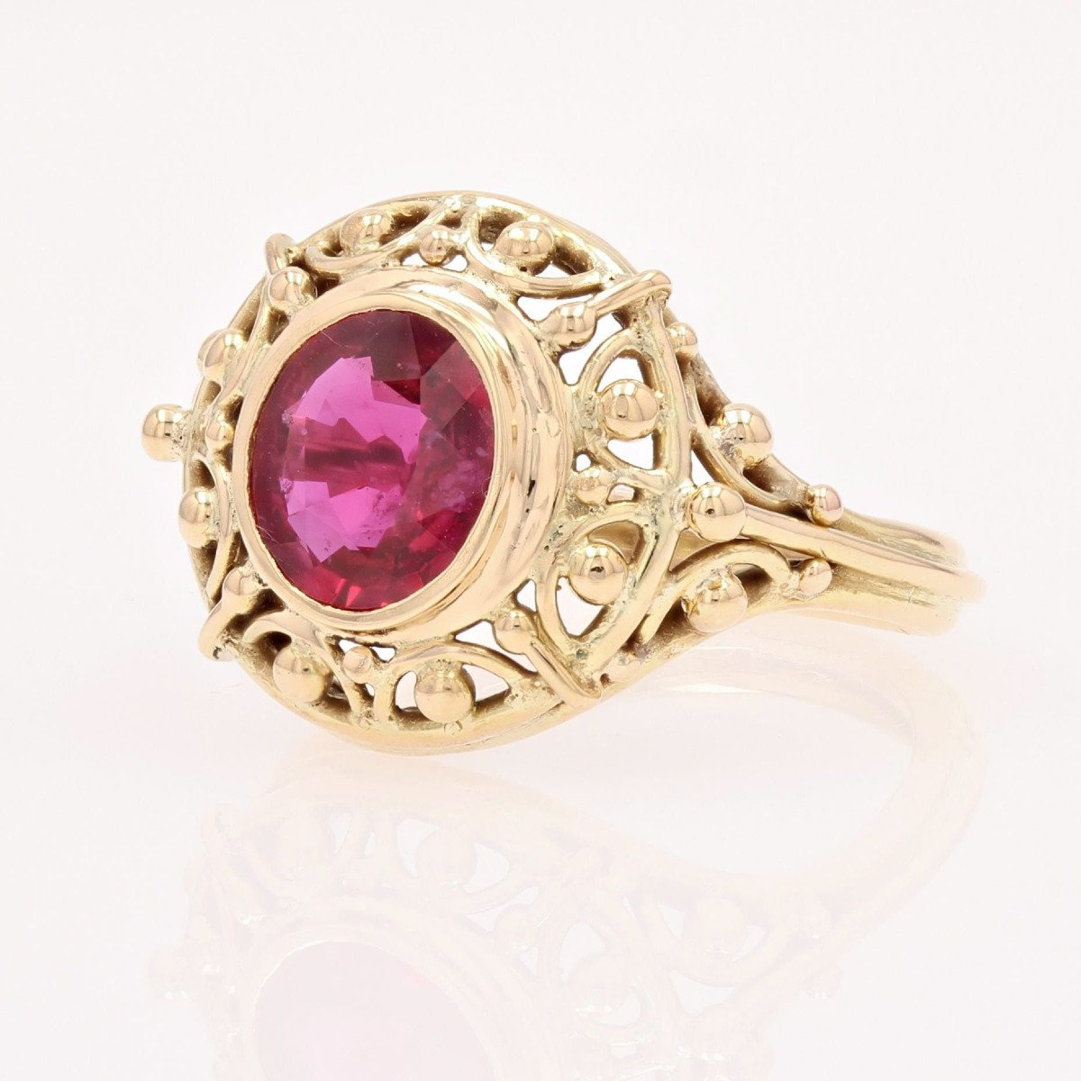 Bague Ancienne Rubis Naturel Et Or Jaune-photo-2