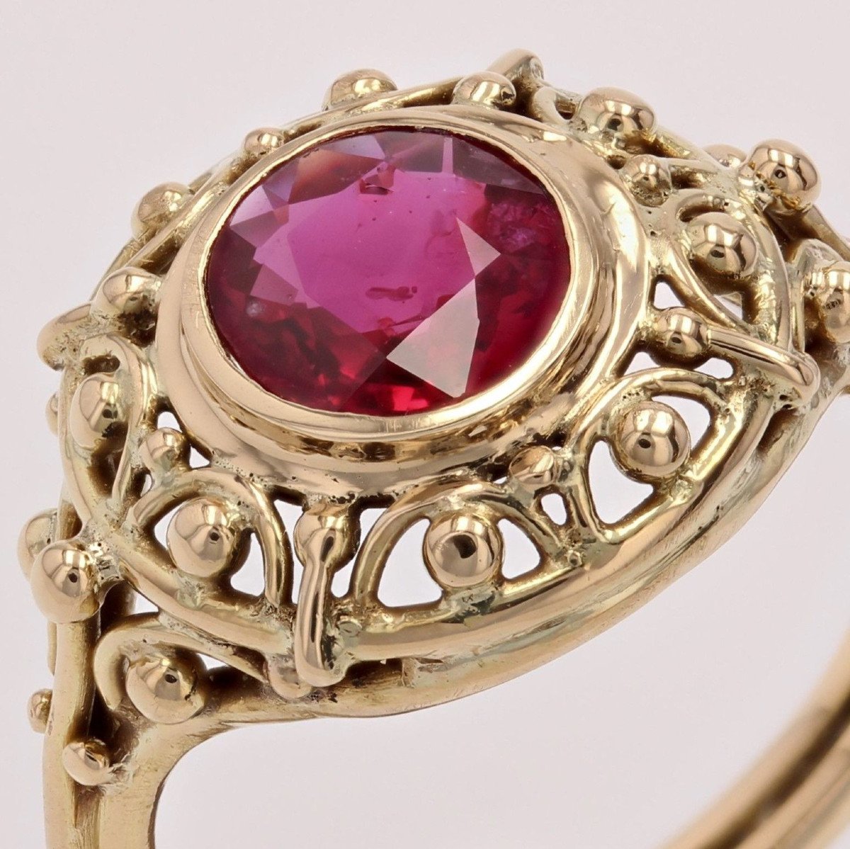 Bague Ancienne Rubis Naturel Et Or Jaune-photo-3