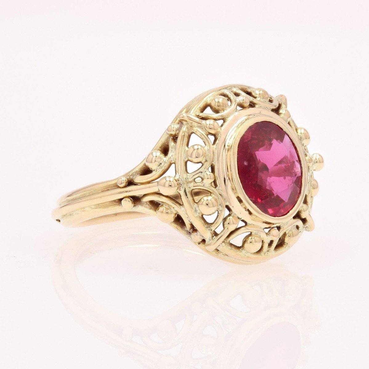Bague Ancienne Rubis Naturel Et Or Jaune-photo-4
