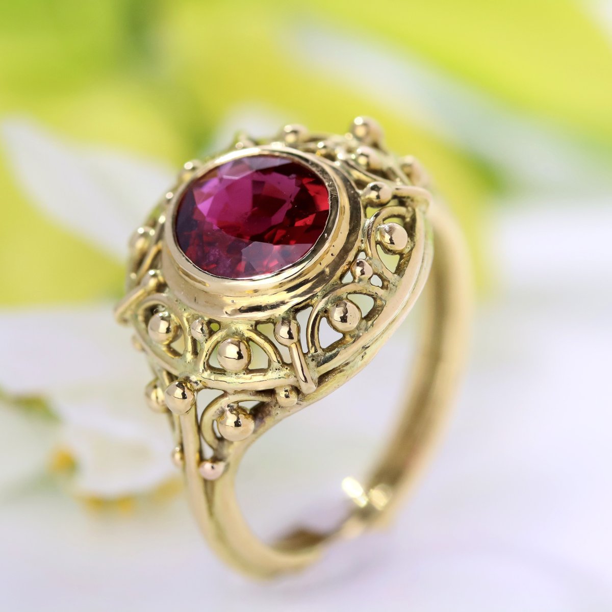 Bague Ancienne Rubis Naturel Et Or Jaune-photo-7