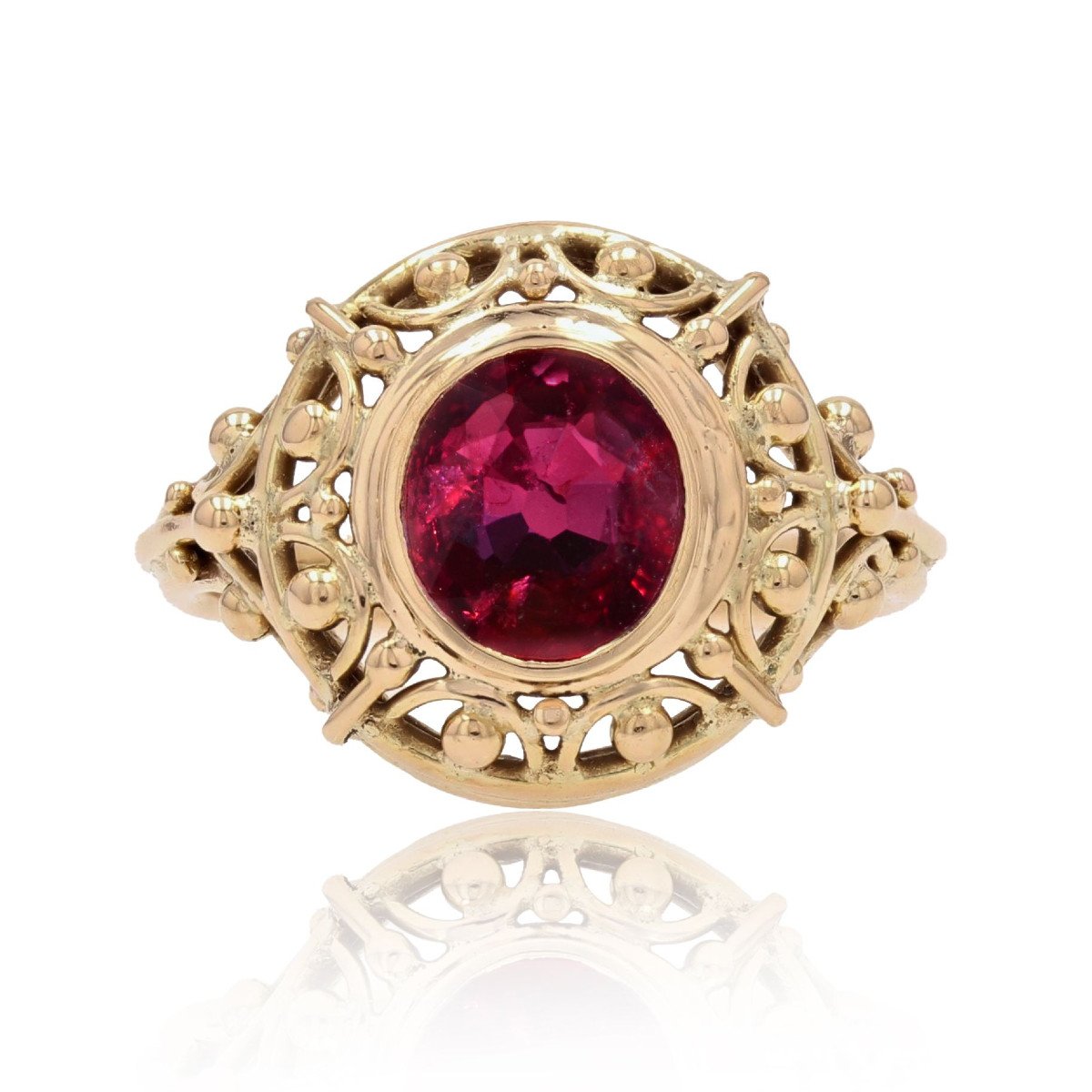 Old Natural Ruby And Yellow Gold Ring