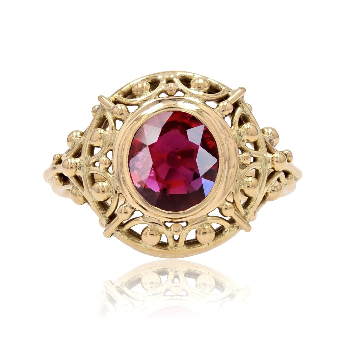 Bague Ancienne Rubis Naturel Et Or Jaune