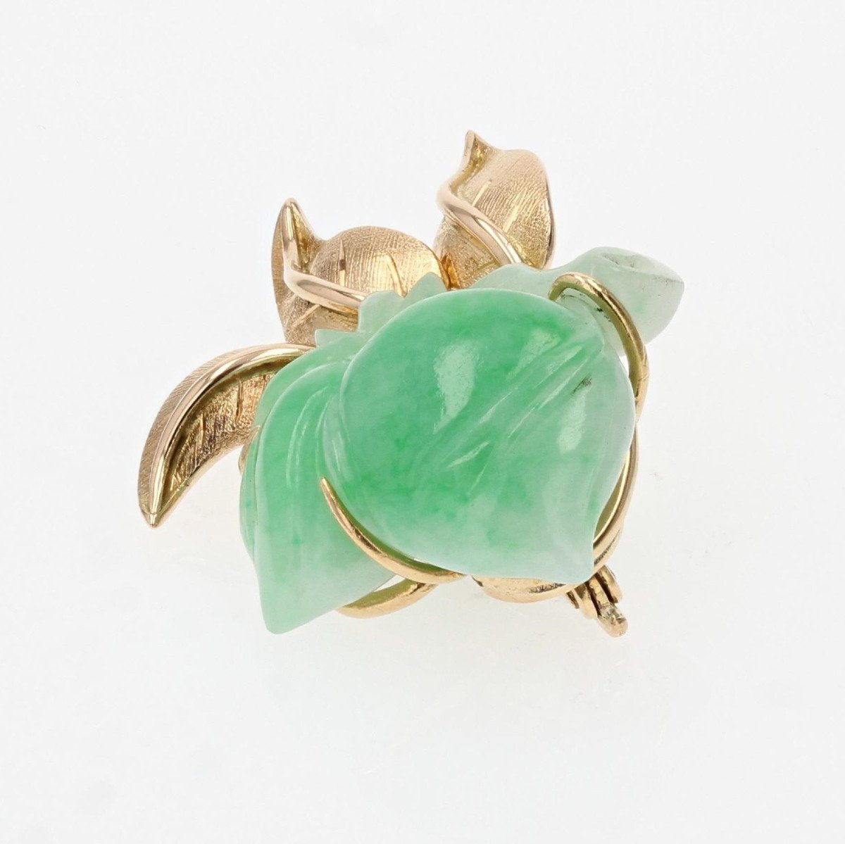 Vintage Jade And Gold Brooch-photo-1