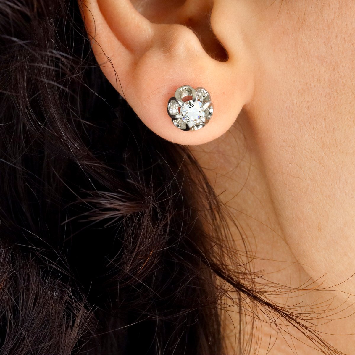 Boucles d'Oreilles Diamants Serti Dahlia-photo-2