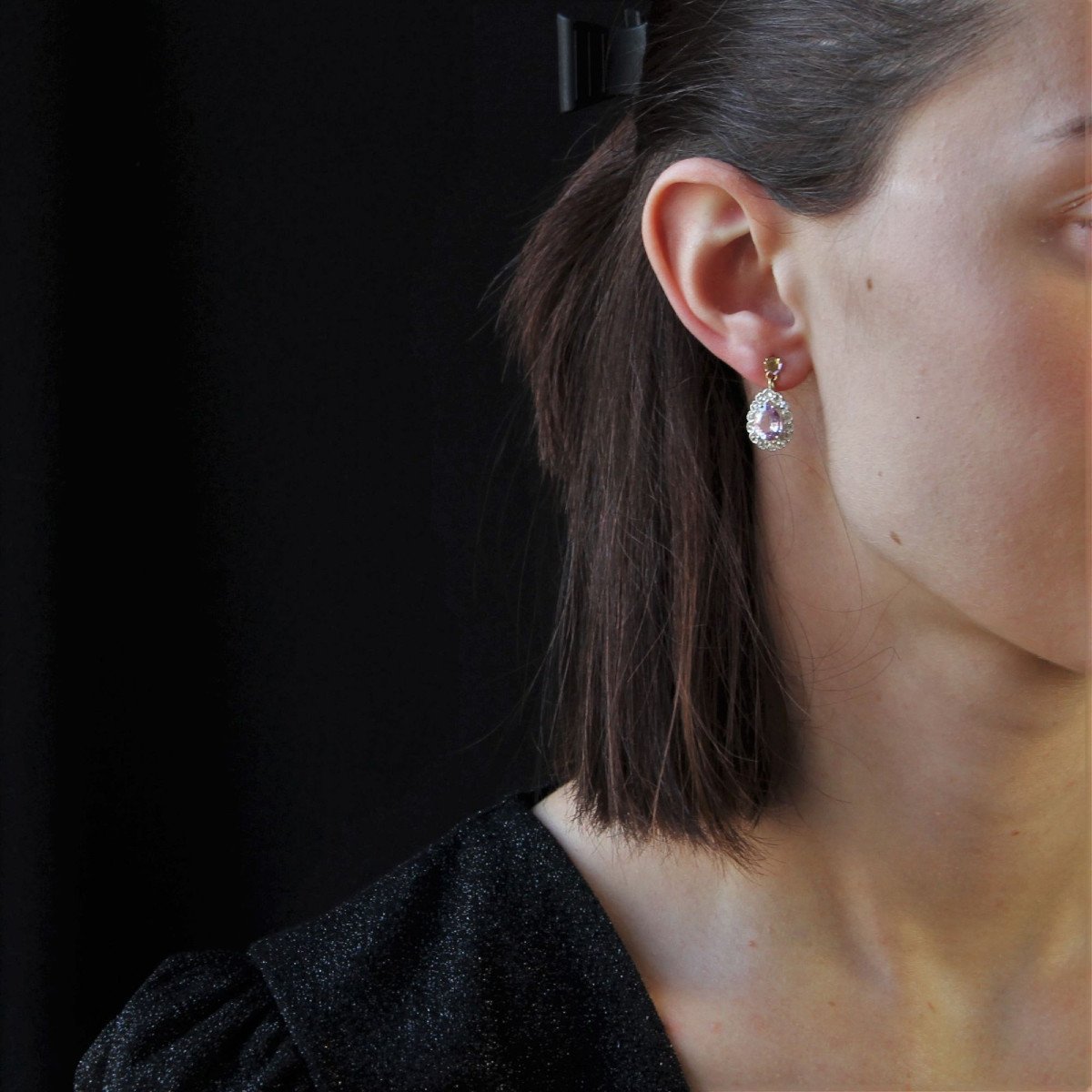 Antique Purple Sapphires And Rose Cut Diamonds Earrings-photo-2