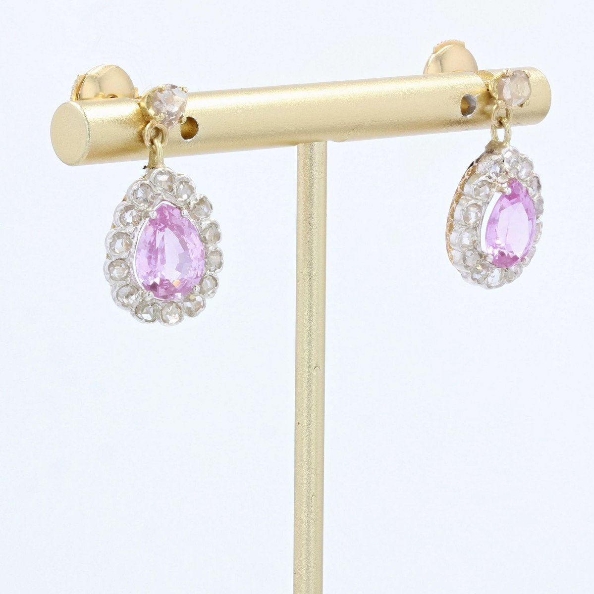Antique Purple Sapphires And Rose Cut Diamonds Earrings-photo-1